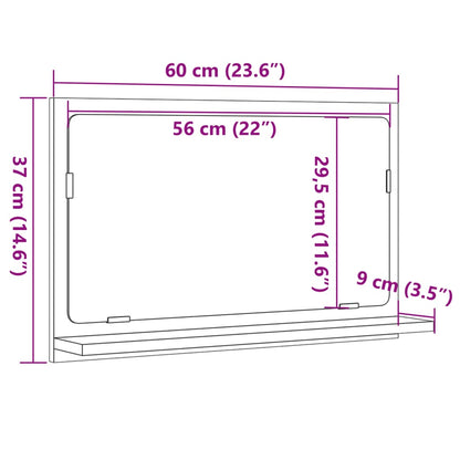 Mobile da Bagno con Specchio Legno Antico 60x11x37cm Truciolato | homemem39