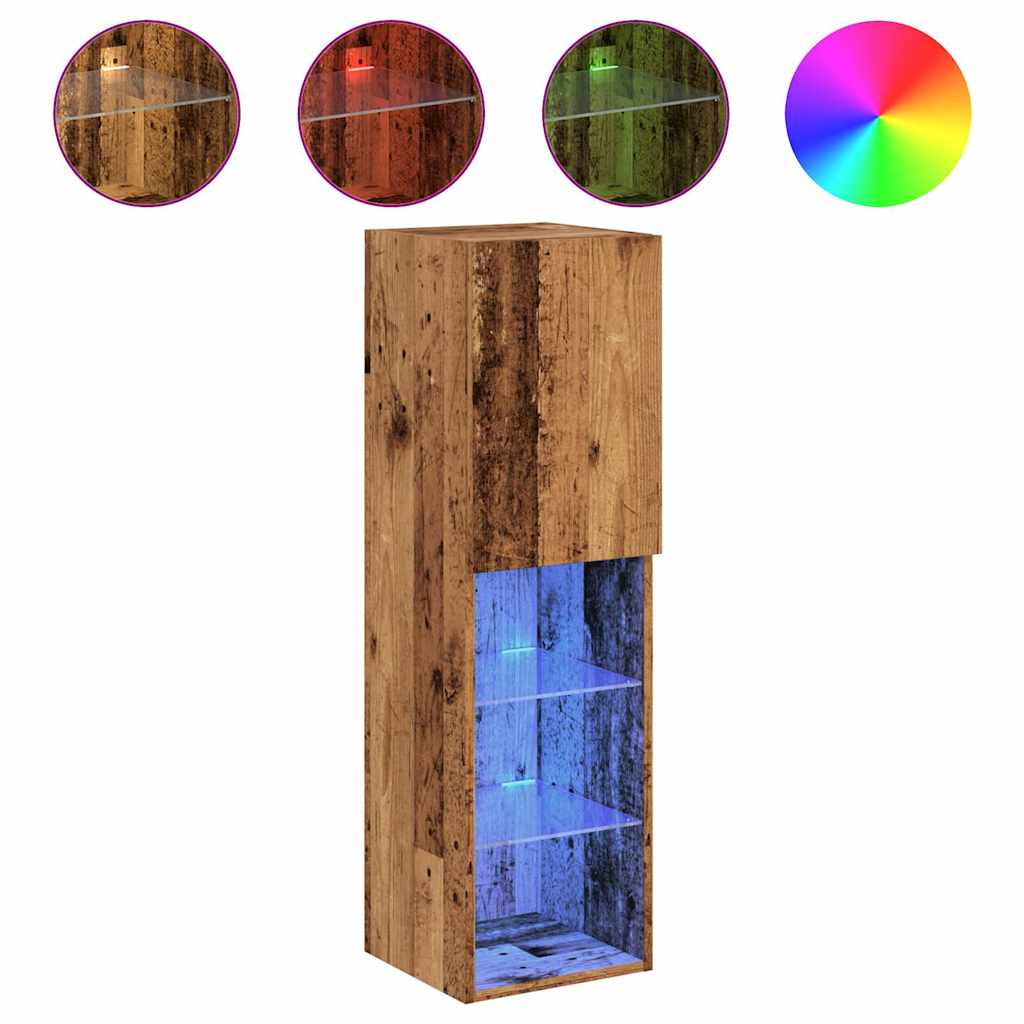 Mobili Porta TV con Luci LED 2 pz Legno Antico 30,5x30x102 cm - homemem39