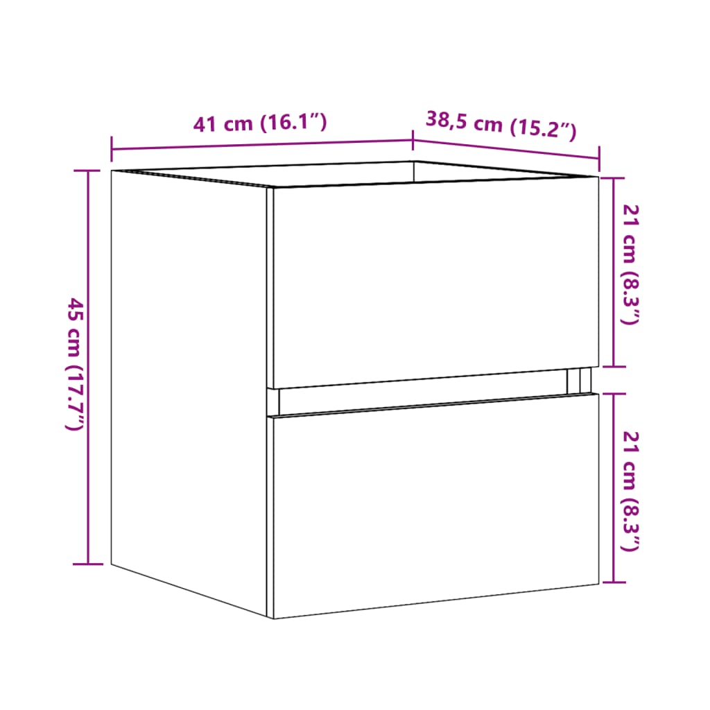 Mobile Lavabo Grigio Cemento 41x38,5x45 cm in Legno Multistrato | homemem39