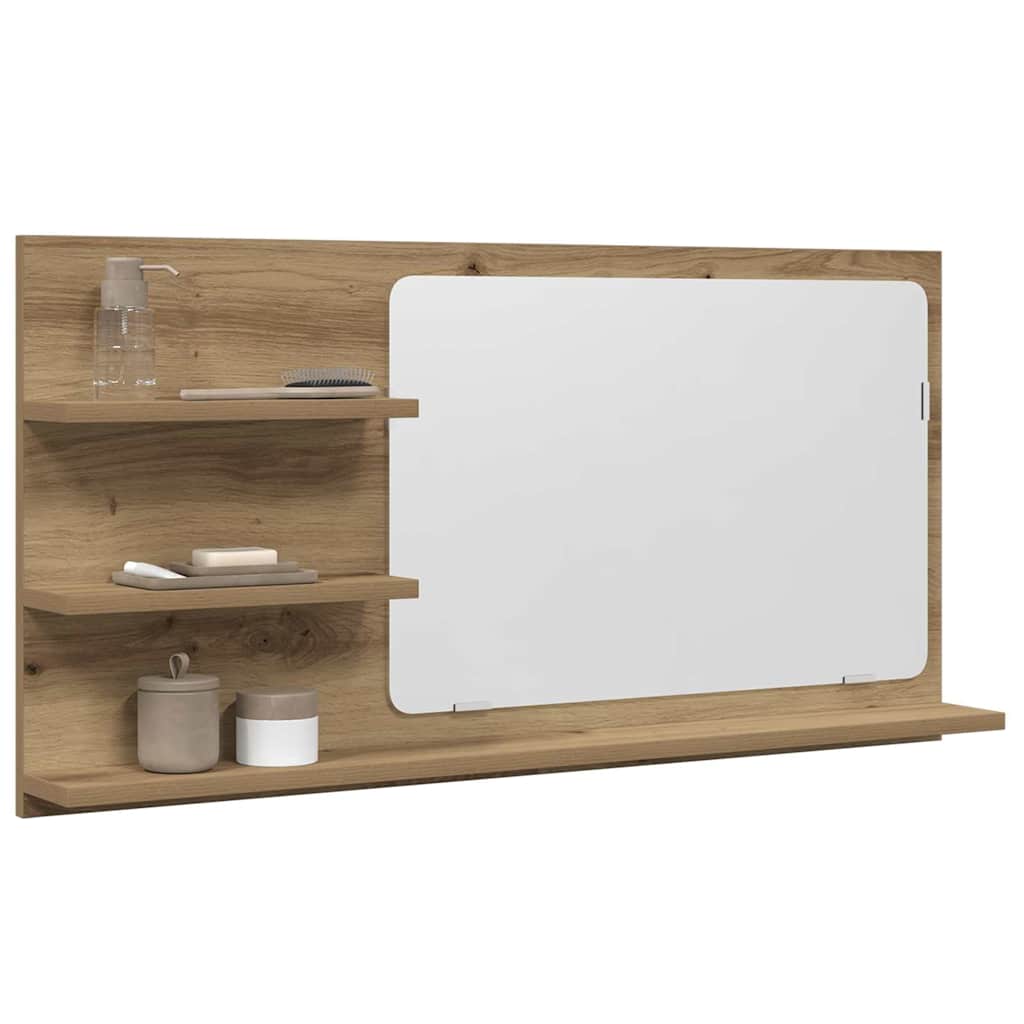 Mobile Bagno Specchio Rovere Artigianale 90x11x45 cm Truciolato | homemem39