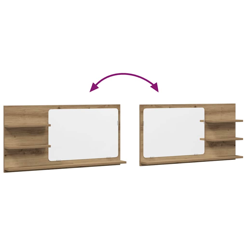 Mobile Bagno Specchio Rovere Artigianale 90x11x45 cm Truciolato