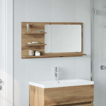Mobile Bagno Specchio Rovere Artigianale 90x11x45 cm Truciolato | homemem39