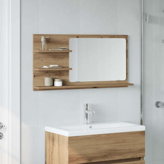 Mobile Bagno Specchio Rovere Artigianale 90x11x45 cm Truciolato | homemem39