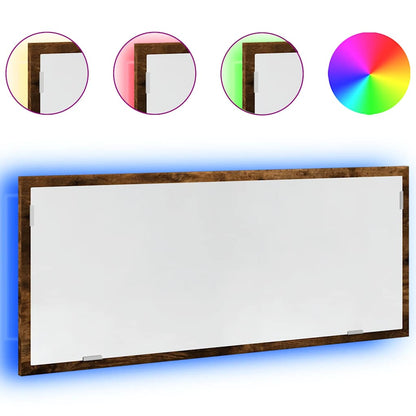 Specchio Bagno LED Rovere Fumo 100x8,5x37cm Legno Multistrato | homemem39