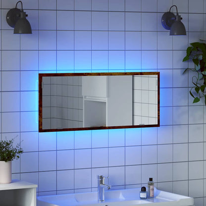 Specchio Bagno LED Rovere Fumo 100x8,5x37cm Legno Multistrato | homemem39