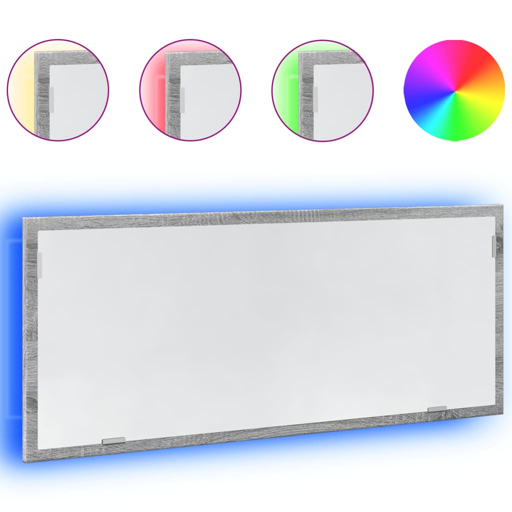 Specchio da Bagno con LED Grigio Sonoma 100x8,5x37cm Truciolato | homemem39