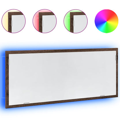 Specchio da Bagno LED Rovere Marrone 100x8,5x37cm in Truciolato