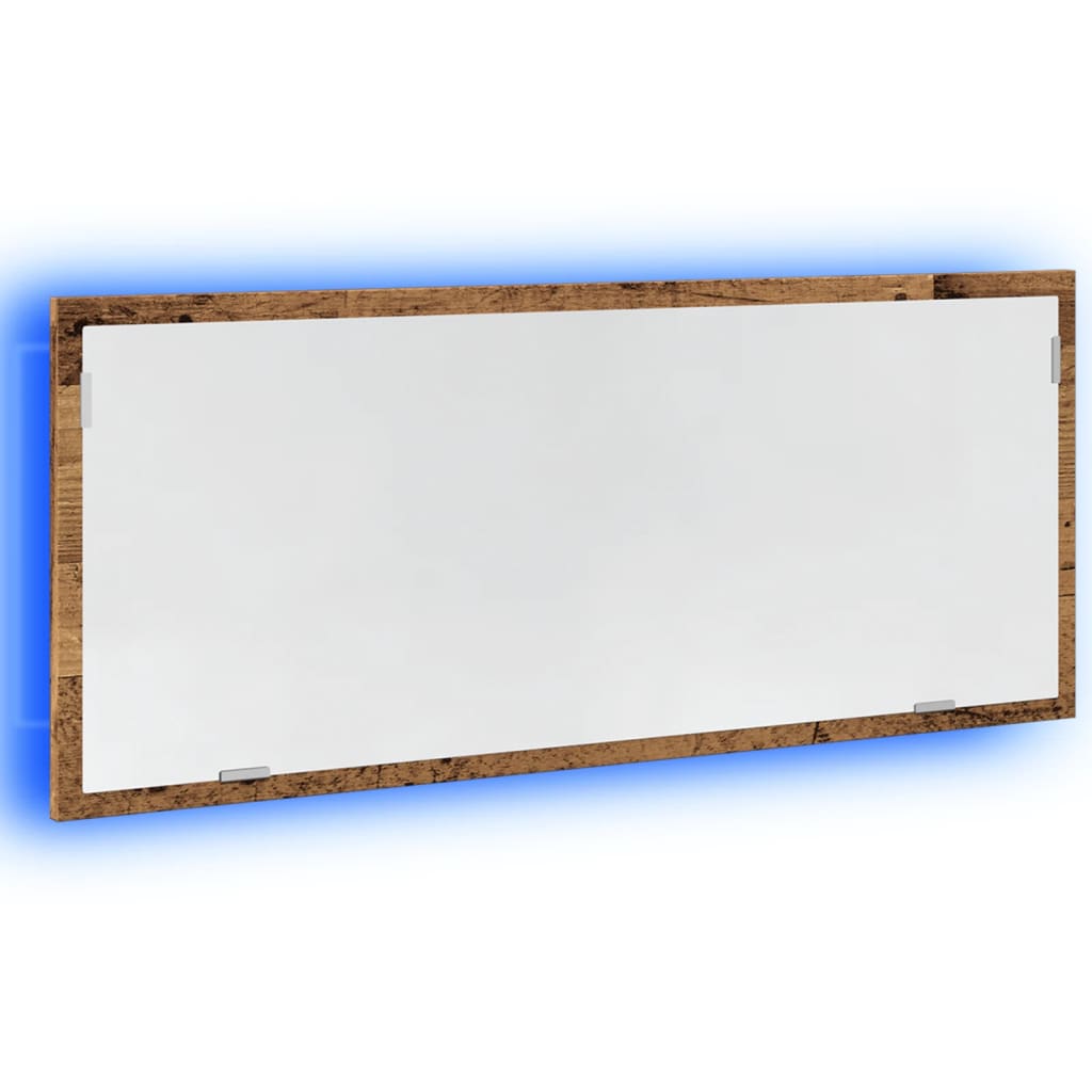 Specchio Bagno LED Legno Antico 100x8,5x37 cm Legno Multistrato | homemem39