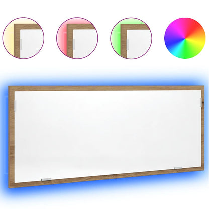 Specchio Bagno LED Rovere Artigianale 100x8,5x37 cm Multistrato