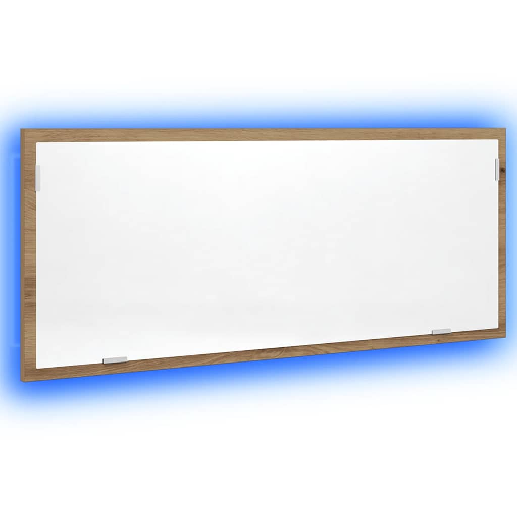 Specchio Bagno LED Rovere Artigianale 100x8,5x37 cm Multistrato | homemem39