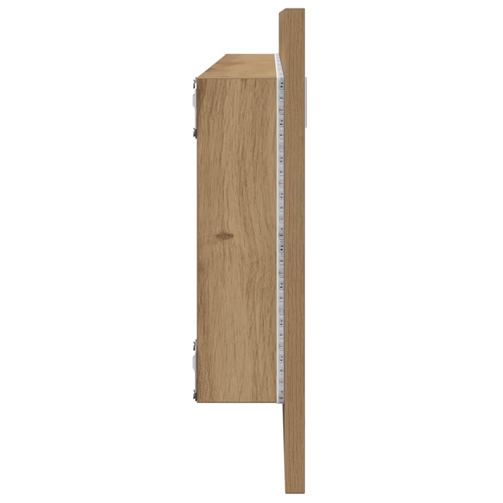 Specchio Bagno LED Rovere Artigianale 100x8,5x37 cm Multistrato | homemem39