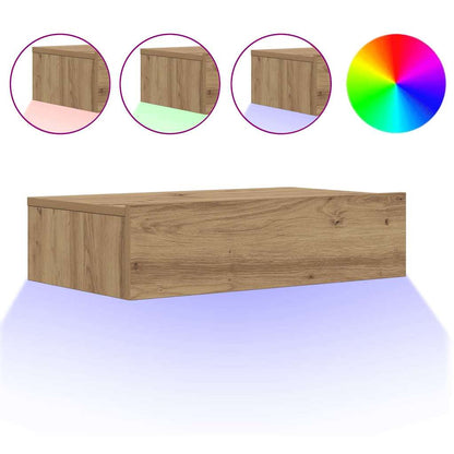 Mobile Porta TV con Luci LED Rovere Artigianale 60x35x15,5 cm