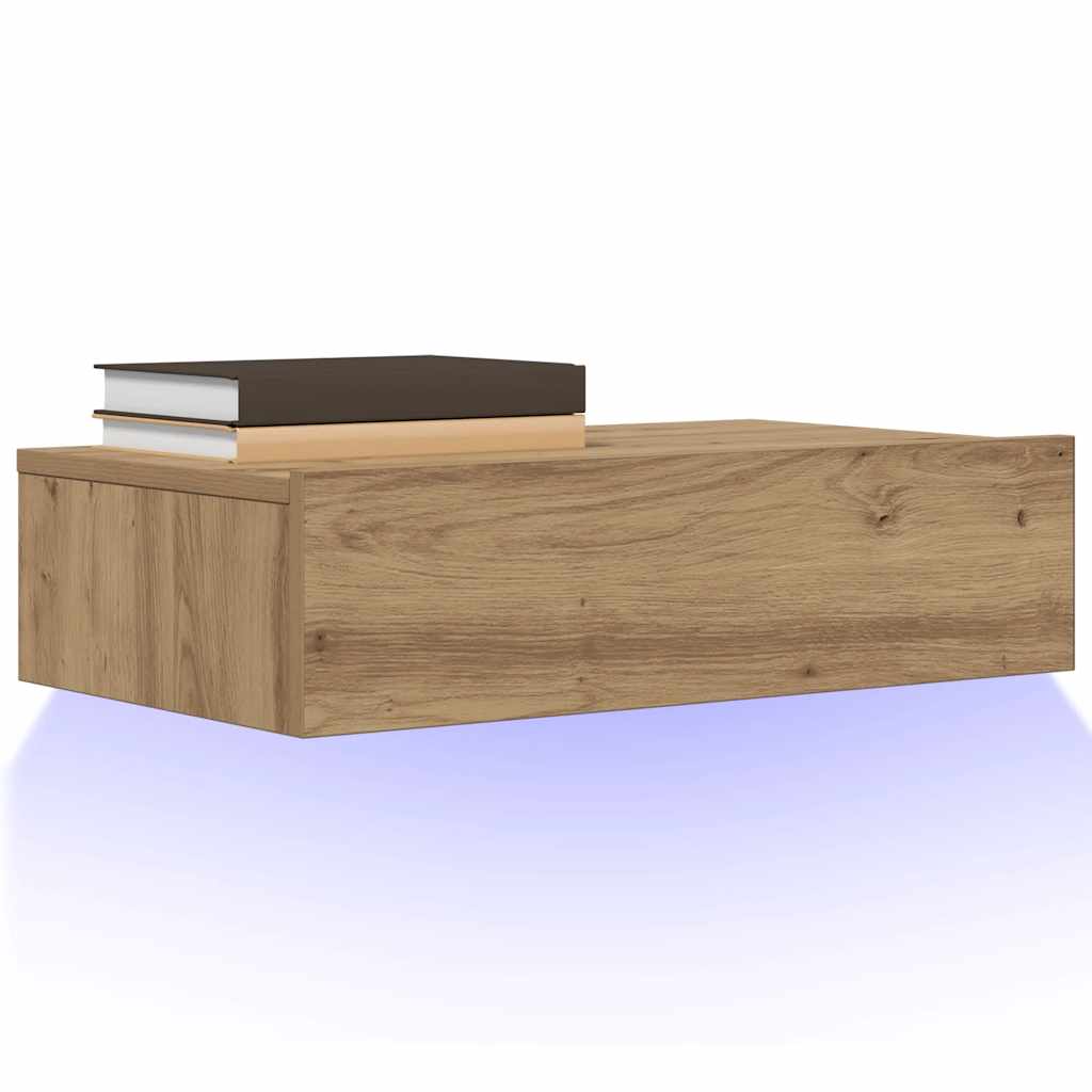 Mobile Porta TV con Luci LED Rovere Artigianale 60x35x15,5 cm