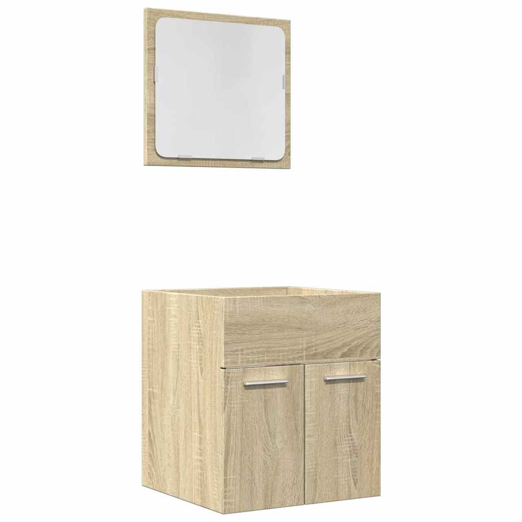 Set Mobili da Bagno 2 pz Rovere Sonoma in Legno Multistrato | homemem39