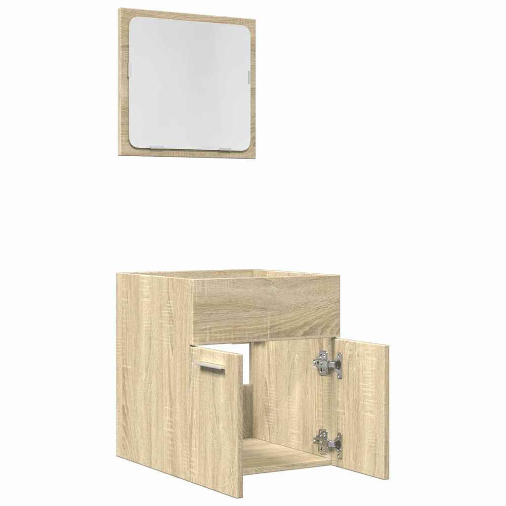 Set Mobili da Bagno 2 pz Rovere Sonoma in Legno Multistrato | homemem39