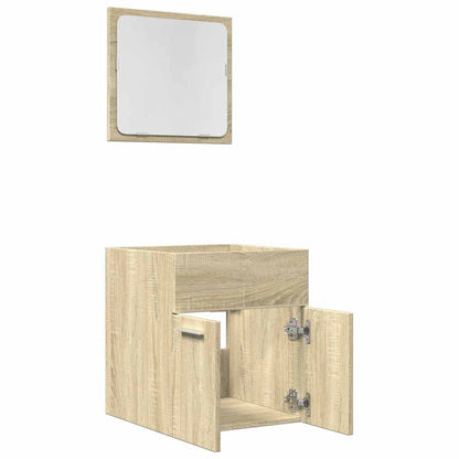 Set Mobili da Bagno 2 pz Rovere Sonoma in Legno Multistrato | homemem39