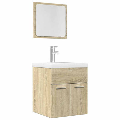 Set Mobili da Bagno 2 pz Rovere Sonoma in Legno Multistrato | homemem39