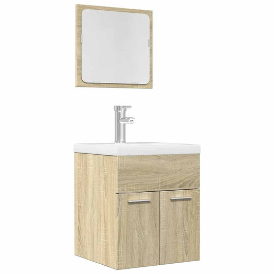 Set Mobili da Bagno 2 pz Rovere Sonoma in Legno Multistrato | homemem39