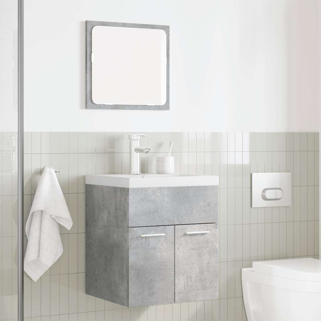Set Mobili da Bagno 2 pz Grigio Cemento in Legno Multistrato | homemem39