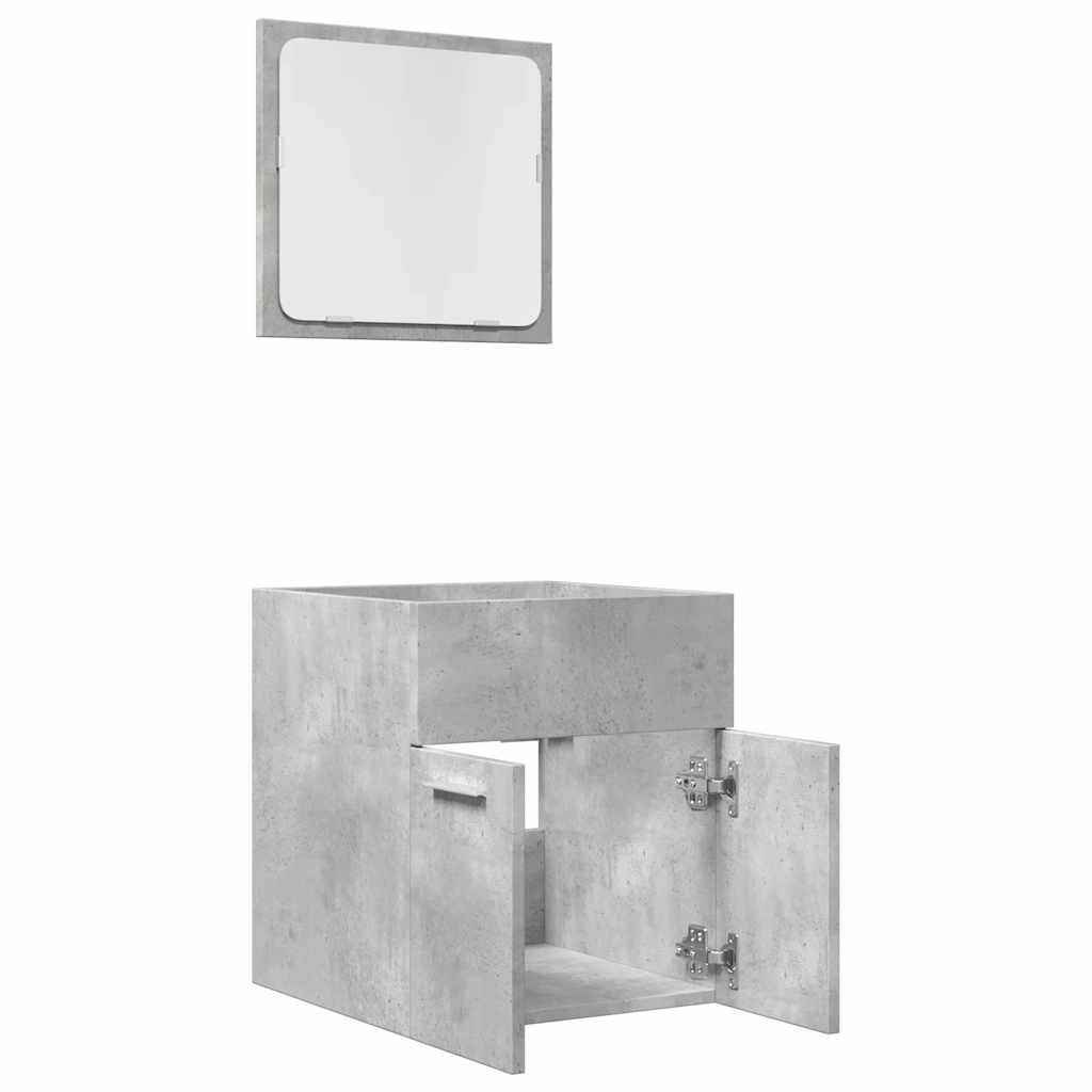 Set Mobili da Bagno 2 pz Grigio Cemento in Legno Multistrato | homemem39