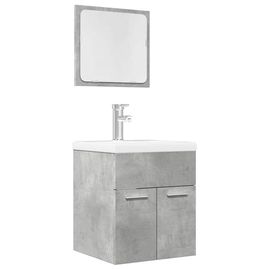 Set Mobili da Bagno 2 pz Grigio Cemento in Legno Multistrato | homemem39