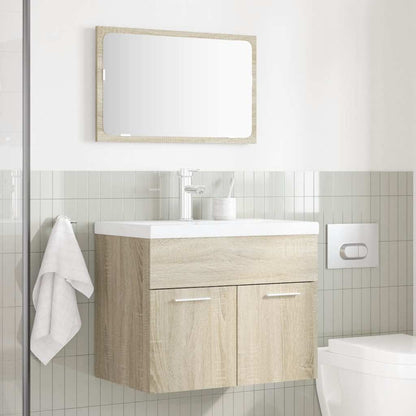 Set Mobili da Bagno 2 pz Rovere Sonoma in Legno Multistrato