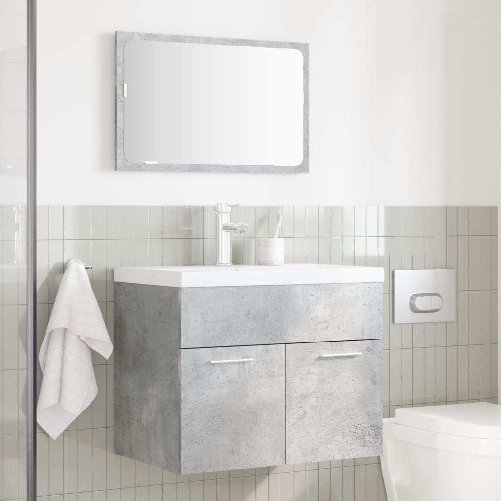 Set Mobili da Bagno 2 pz Grigio Cemento in Legno Multistrato