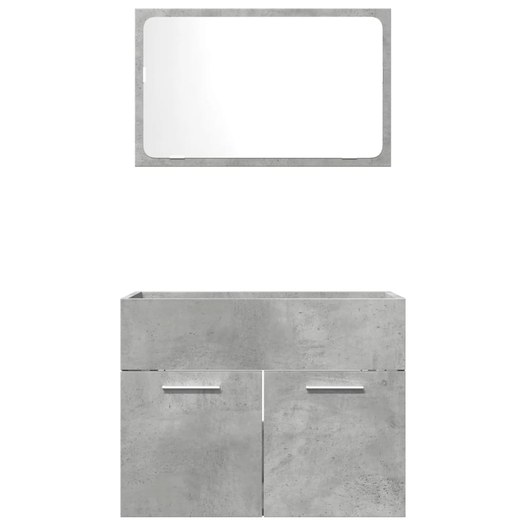 Set Mobili da Bagno 2 pz Grigio Cemento in Legno Multistrato