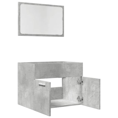 Set Mobili da Bagno 2 pz Grigio Cemento in Legno Multistrato