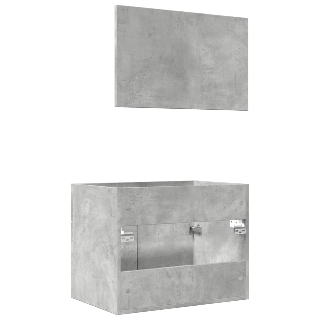 Set Mobili da Bagno 2 pz Grigio Cemento in Legno Multistrato