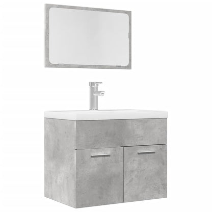 Set Mobili da Bagno 2 pz Grigio Cemento in Legno Multistrato