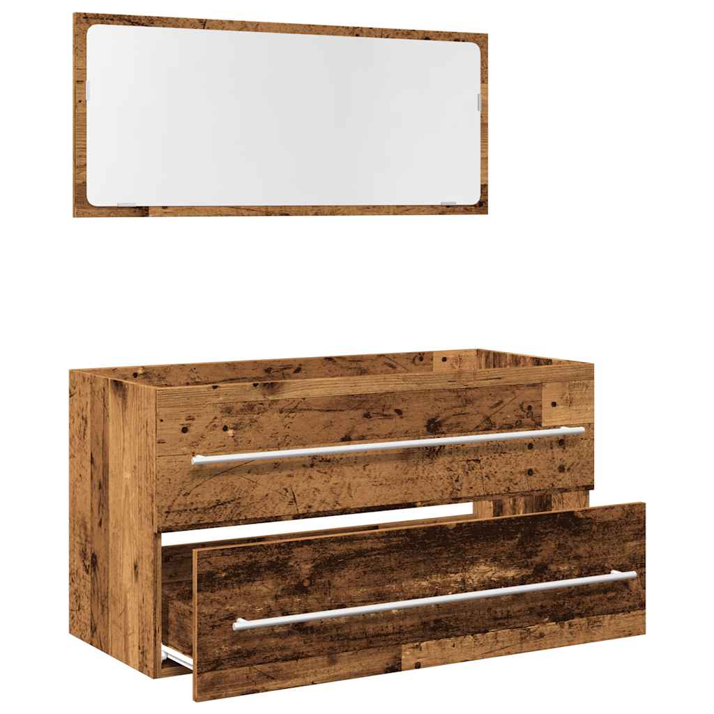 Set Mobili da Bagno 2 pz Legno Antico in Legno Multistrato | homemem39