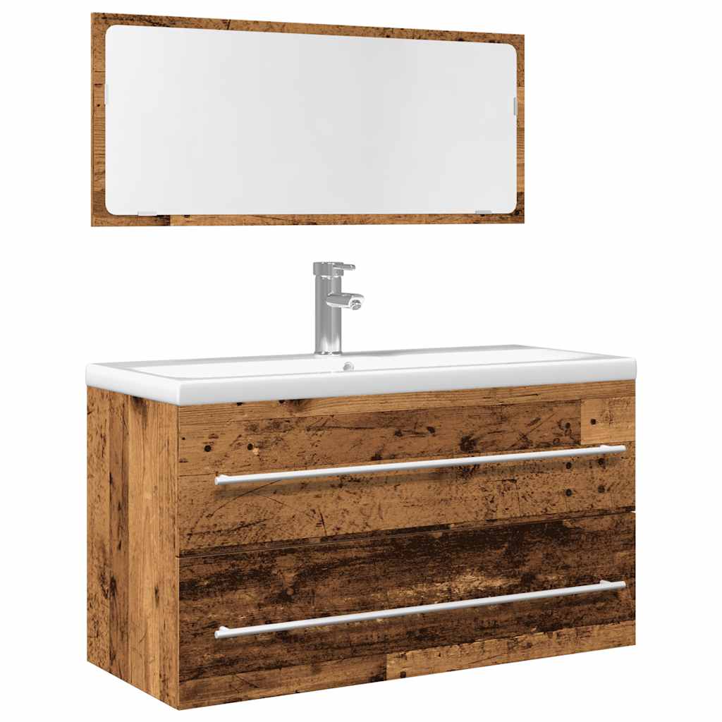 Set Mobili da Bagno 2 pz Legno Antico in Legno Multistrato | homemem39