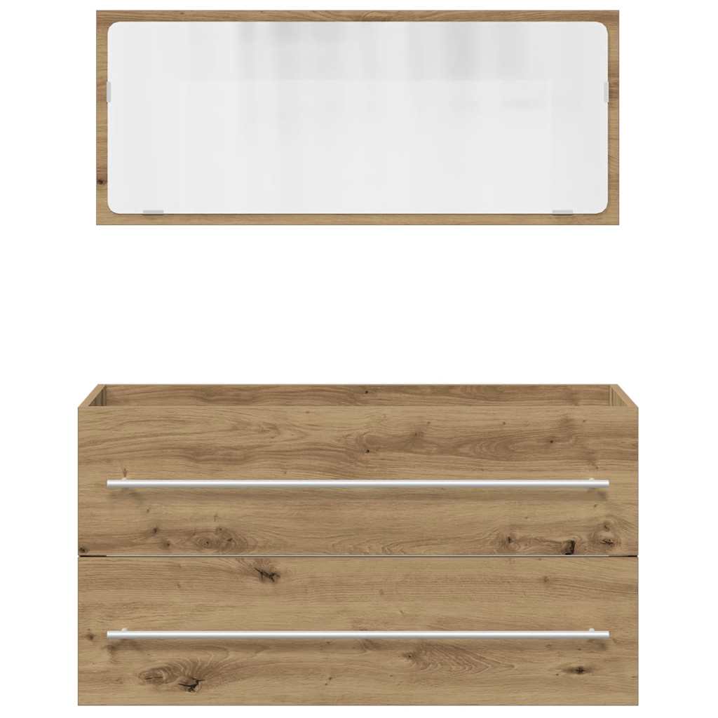 Set Mobili da Bagno 2 pz Rovere Artigianale Legno Multistrato