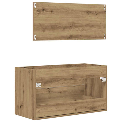 Set Mobili da Bagno 2 pz Rovere Artigianale Legno Multistrato | homemem39