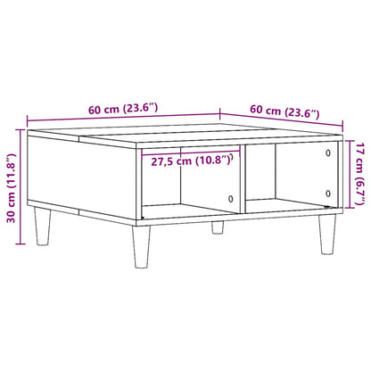 Tavolino da Salotto Legno Antico 60x60x30 cm Legno Multistrato