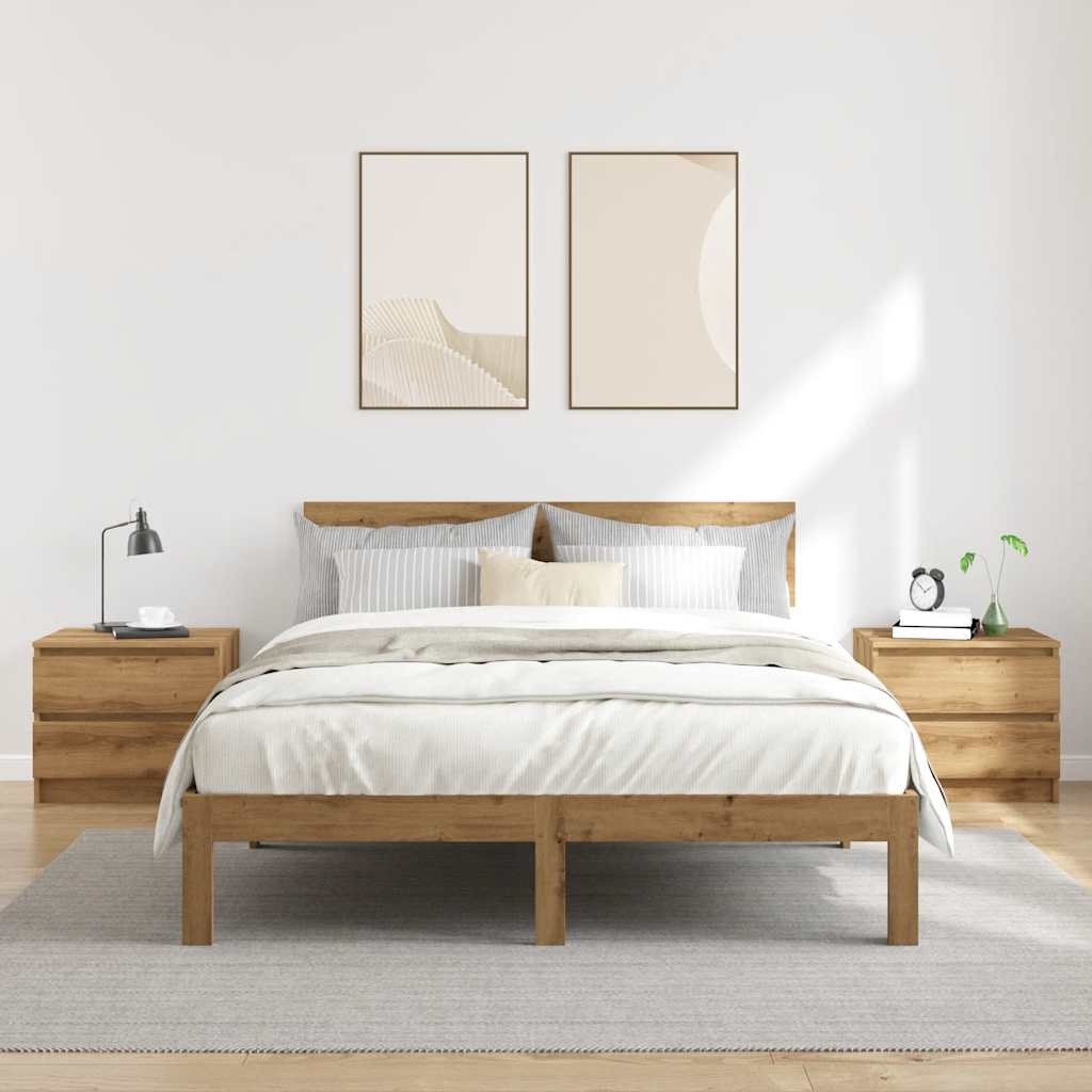 Comodini 2pz Rovere Artigianale 50x40x43.5 cm Legno Multistrato - homemem39
