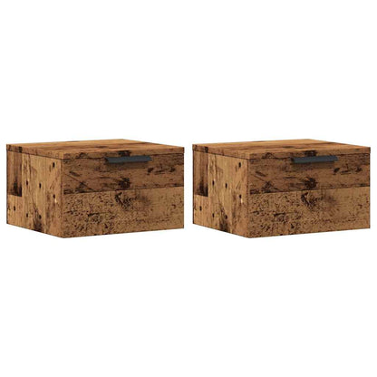 Comodini a Muro 2 pz Legno Antico 34x30x20 cm | homemem39