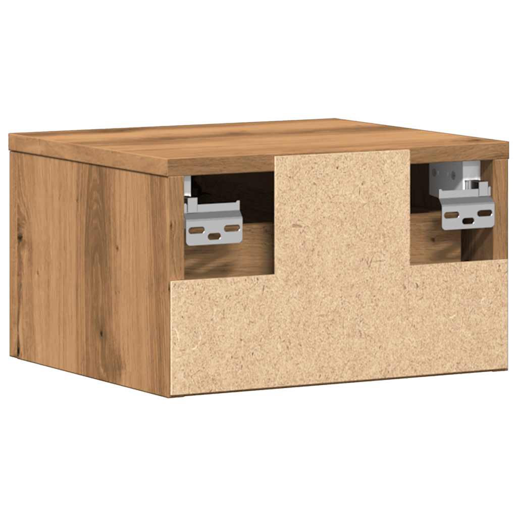 Comodino a Muro Rovere Artigianale 34x30x20 cm - homemem39