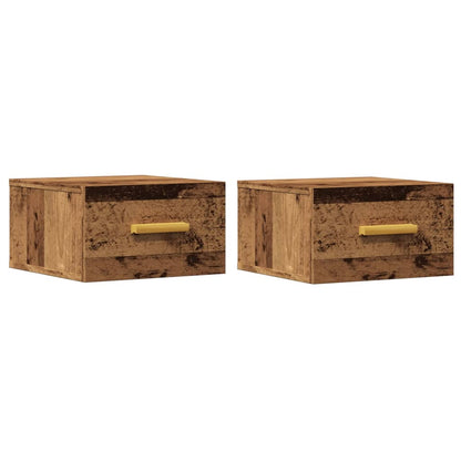 Comodini a Muro 2 pz Legno Antico 35x35x20 cm - homemem39