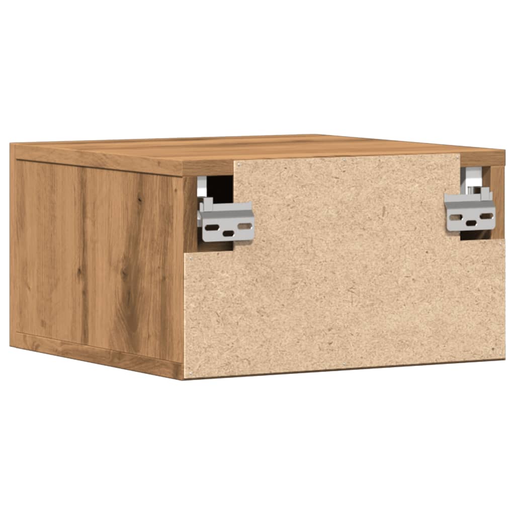 Comodino a Muro Rovere Artigianale 35x35x20 cm - homemem39