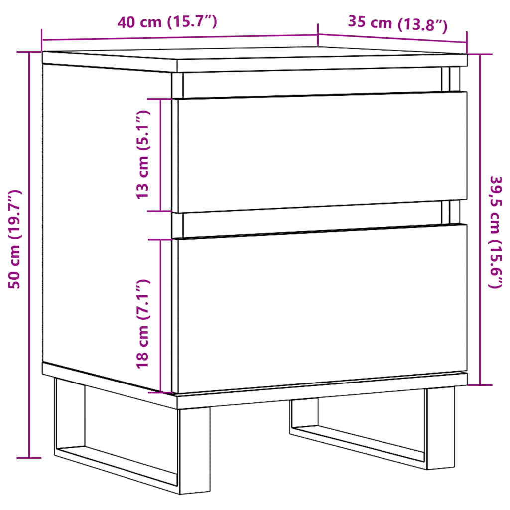 Comodino Legno Antico 40x35x50 cm in Legno Multistrato - homemem39