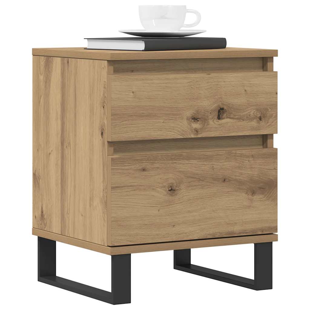 Comodini 2pz Rovere Artigianale 40x35x50 cm Legno Multistrato