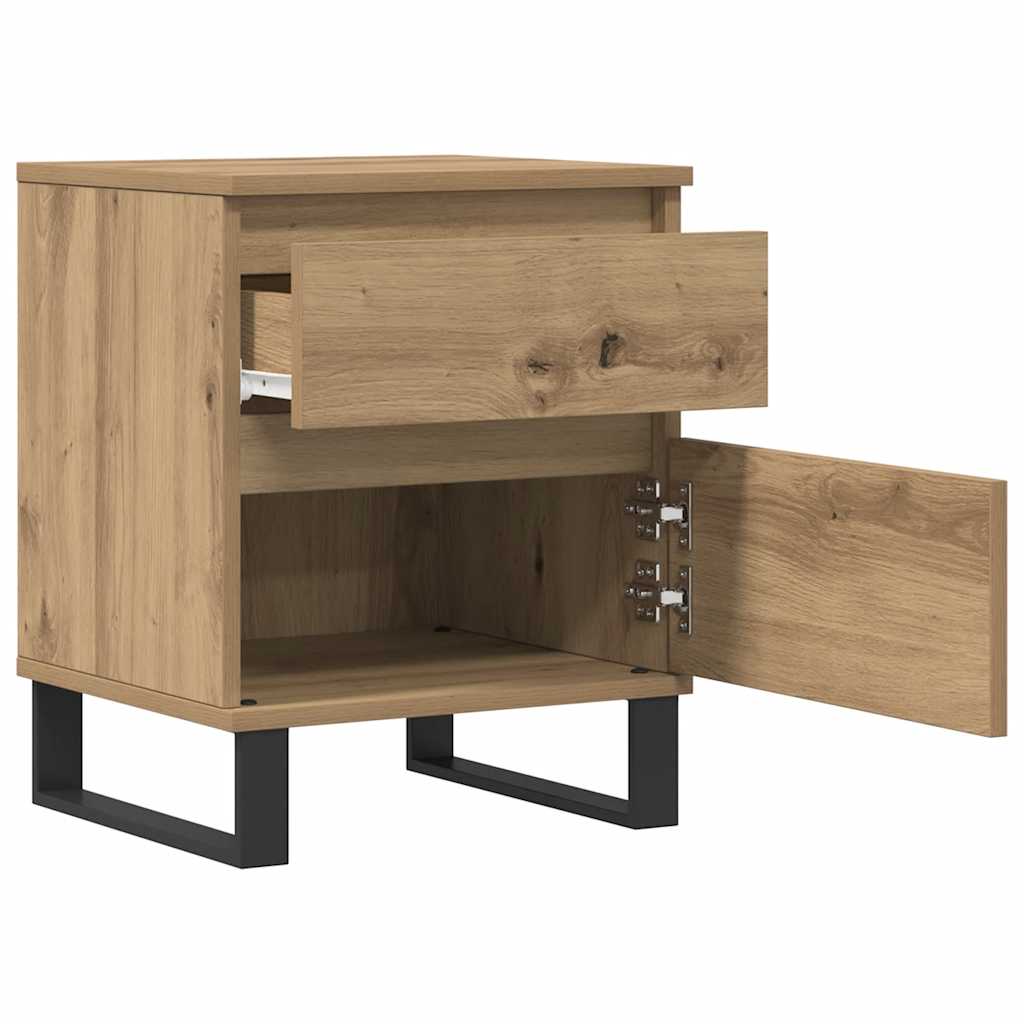 Comodini 2pz Rovere Artigianale 40x35x50 cm Legno Multistrato