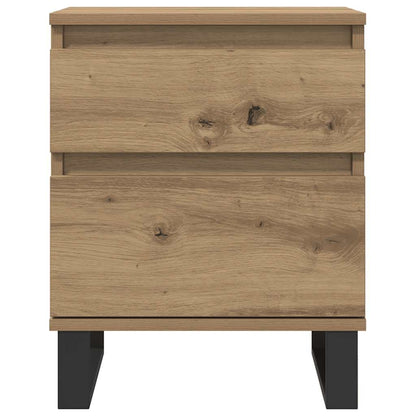 Comodini 2pz Rovere Artigianale 40x35x50 cm Legno Multistrato
