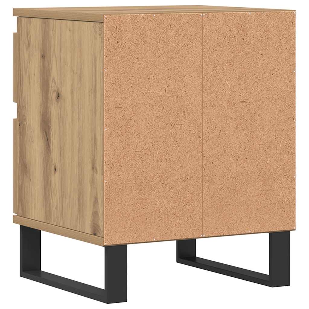 Comodini 2pz Rovere Artigianale 40x35x50 cm Legno Multistrato