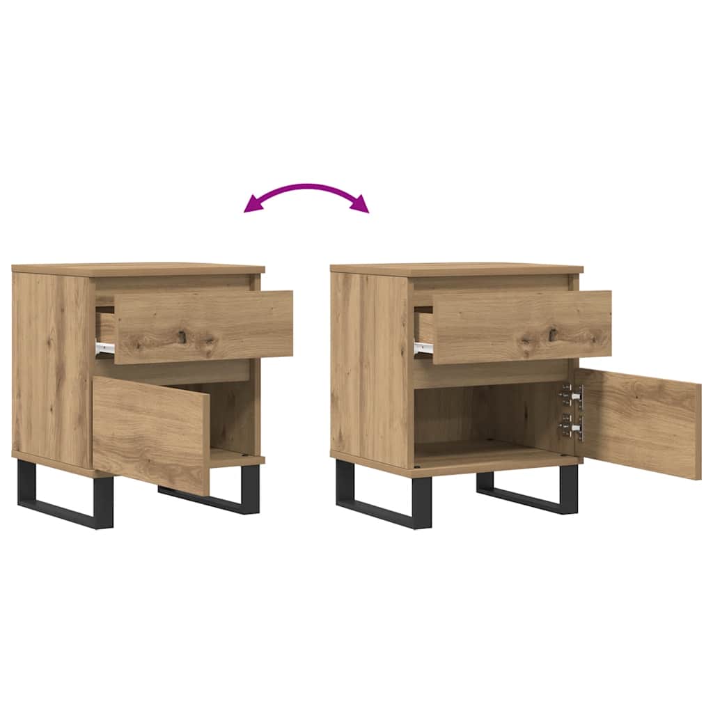 Comodini 2pz Rovere Artigianale 40x35x50 cm Legno Multistrato | homemem39