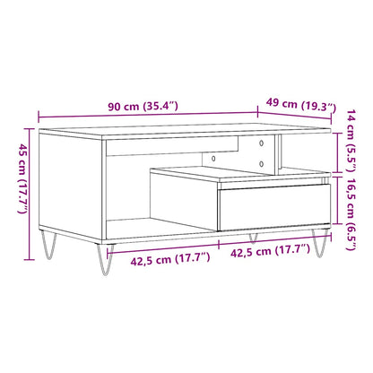 Tavolino da Salotto Legno Antico 90x49x45 cm Legno Multistrato | homemem39
