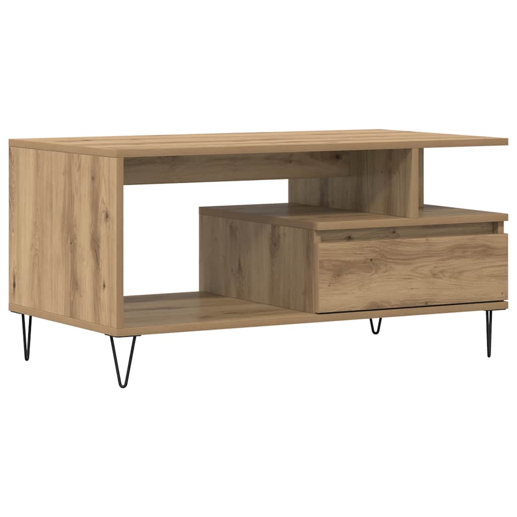 Tavolino Salotto Rovere Artigianale 90x49x45 cm Multistrato | homemem39