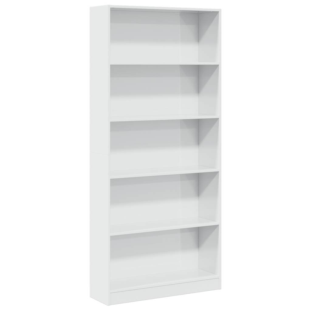 Libreria Bianco Lucido 80x24x176 cm in Legno Multistrato